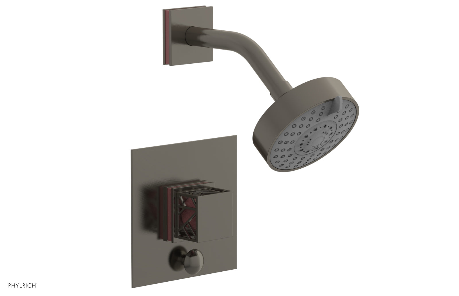 Phylrich JOLIE Pressure Balance Shower and Diverter Set (Less Spout), Square Handle with "Purple" Accents 4-678