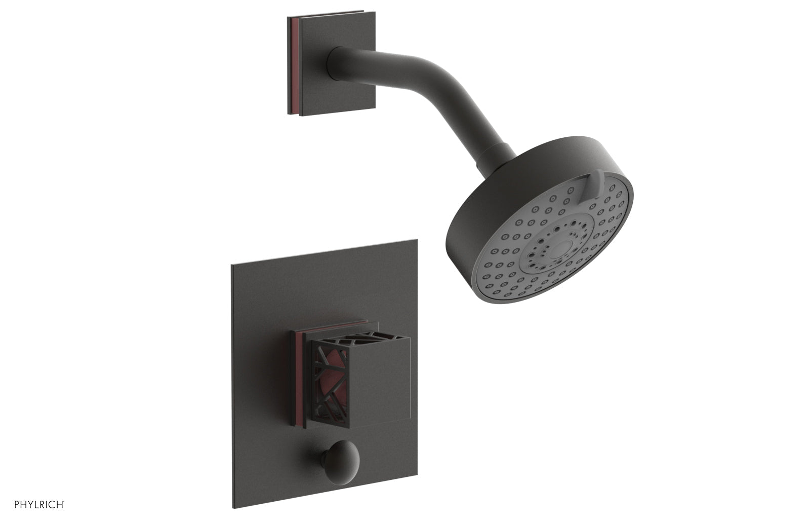 Phylrich JOLIE Pressure Balance Shower and Diverter Set (Less Spout), Square Handle with "Purple" Accents 4-678