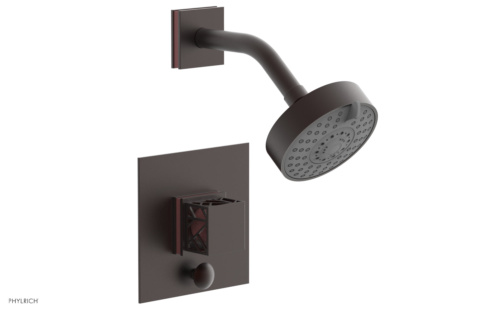 Phylrich JOLIE Pressure Balance Shower and Diverter Set (Less Spout), Square Handle with "Purple" Accents 4-678