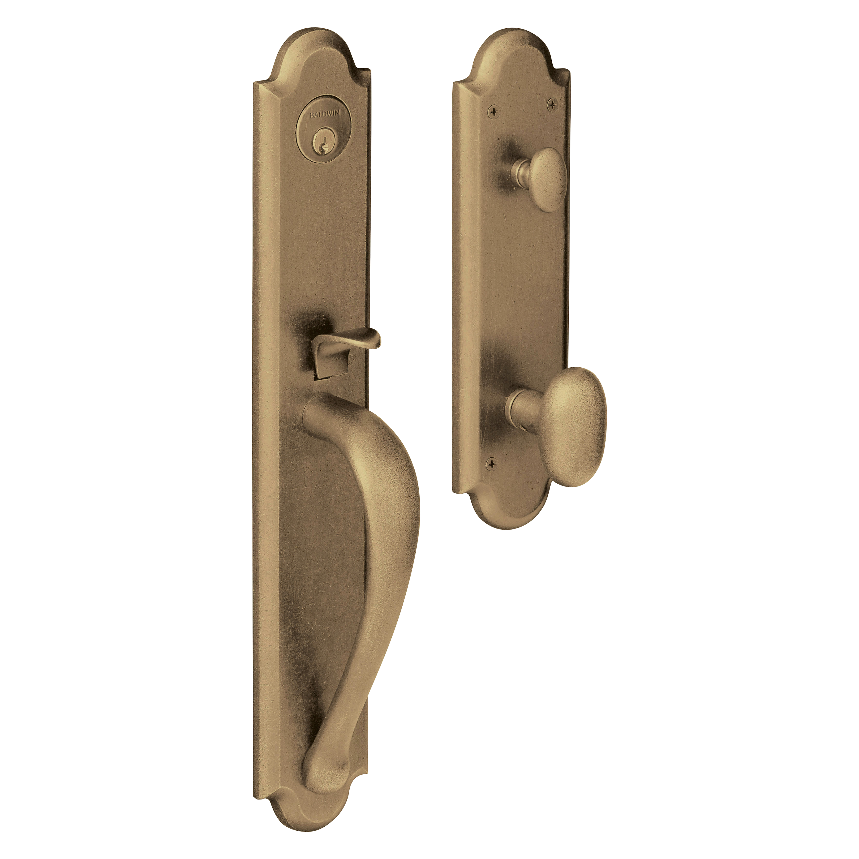 Baldwin Boulder Full Single Cylinder Handleset with 5024 Oval Knob