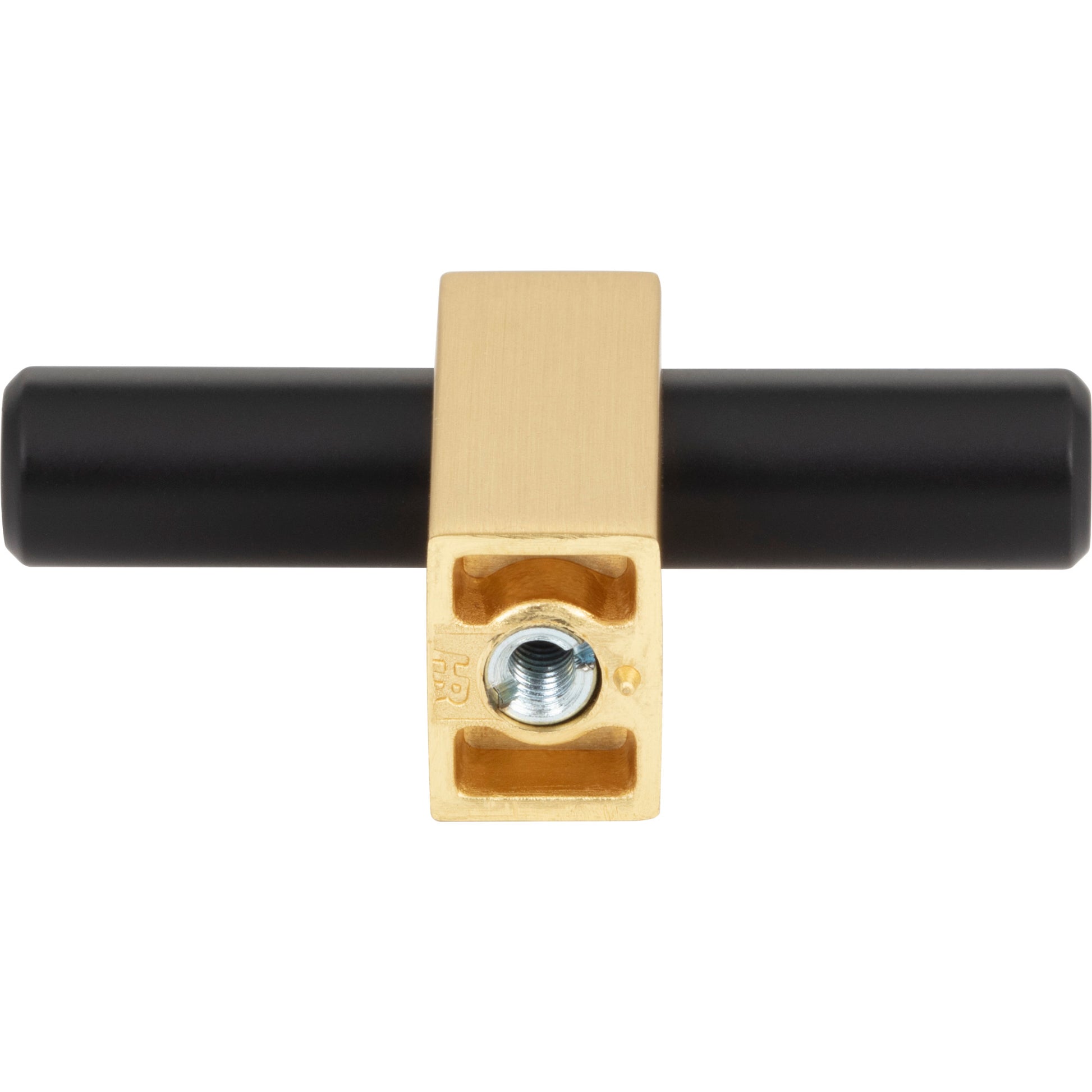 Jeffrey Alexander Larkin T-Knob Matte Black w/Brushed Gold / 2-3/8"