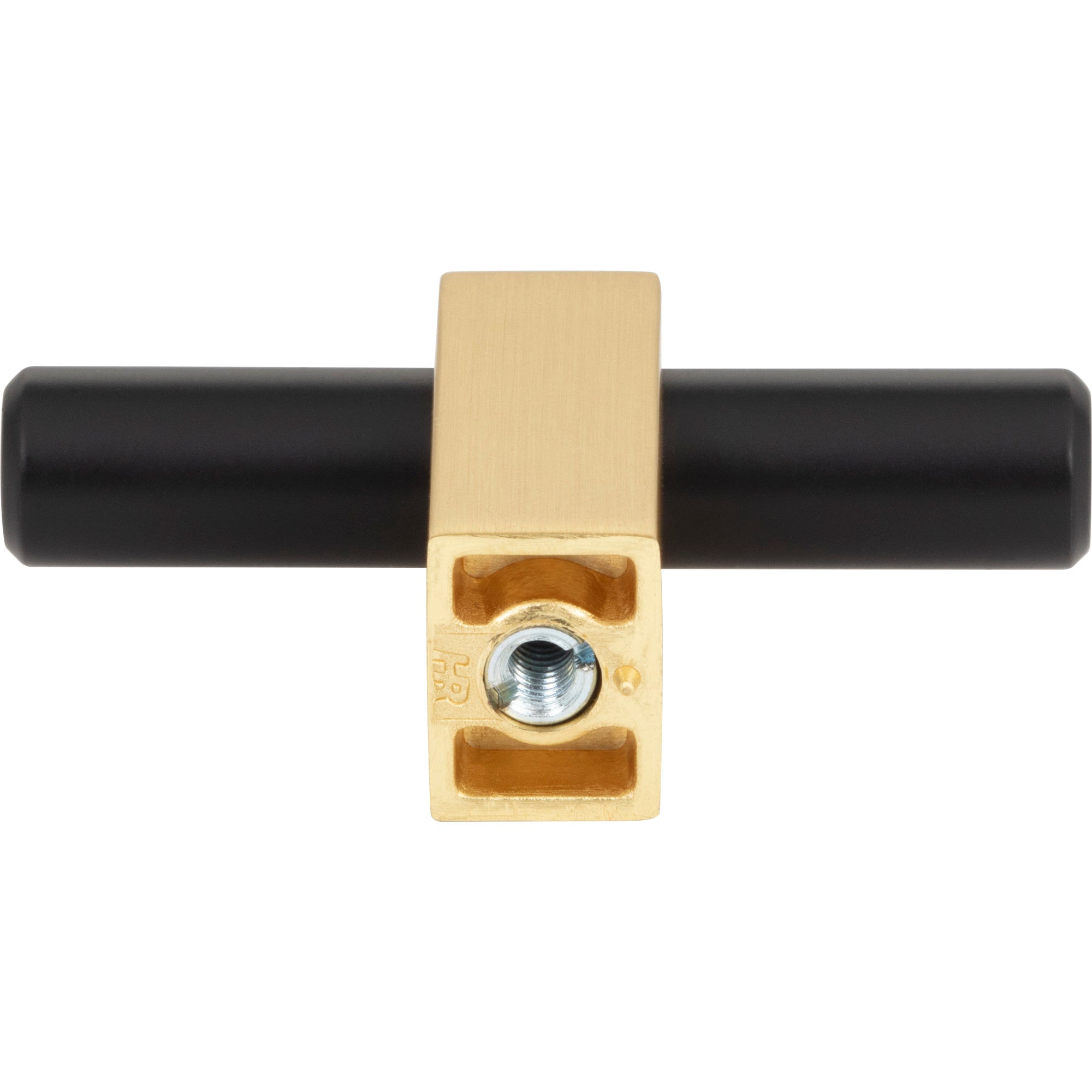 Jeffrey Alexander Larkin T-Knob Matte Black w/Brushed Gold / 2-3/8"
