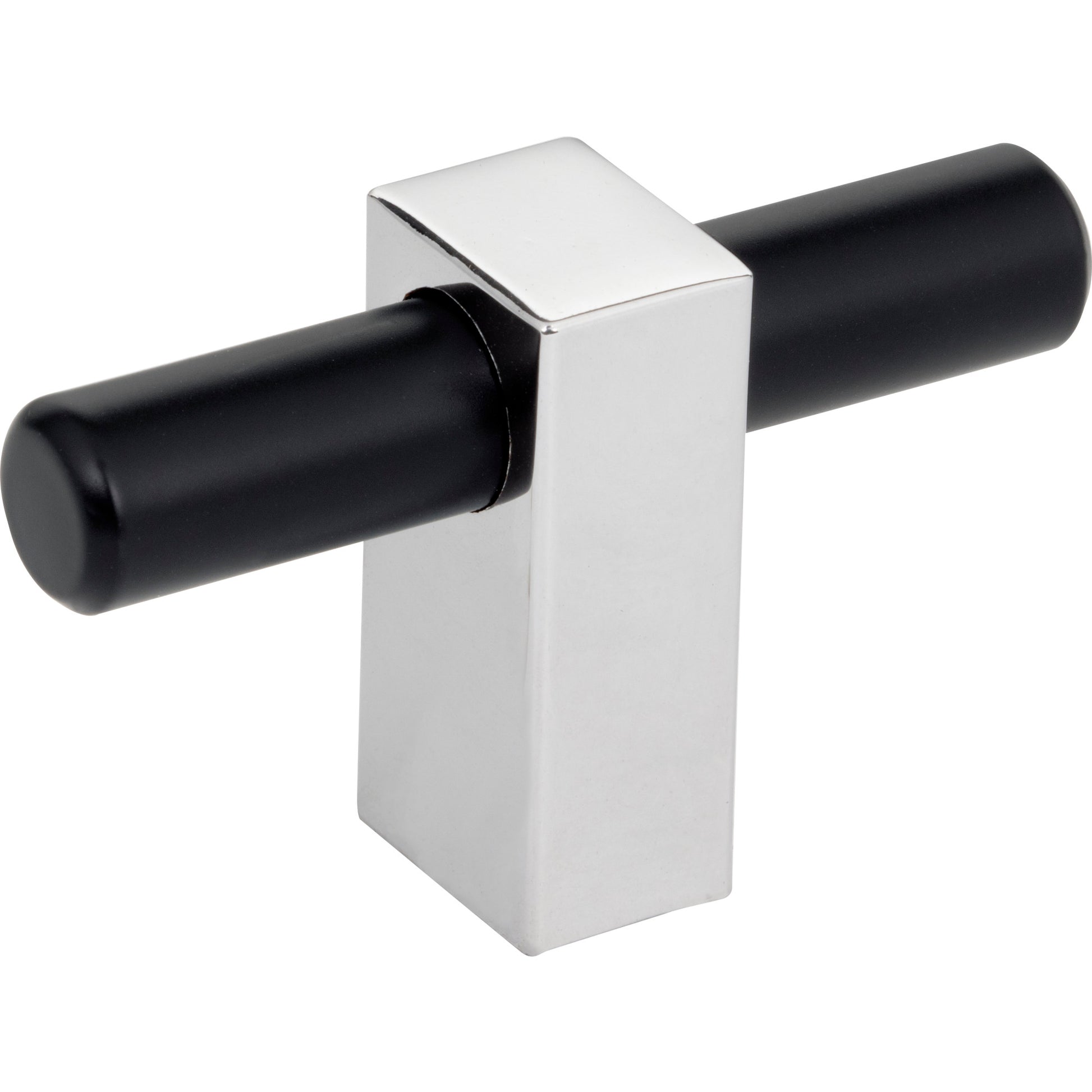 Jeffrey Alexander Larkin T-Knob Matte Black w/Polished Chrome / 2-3/8"