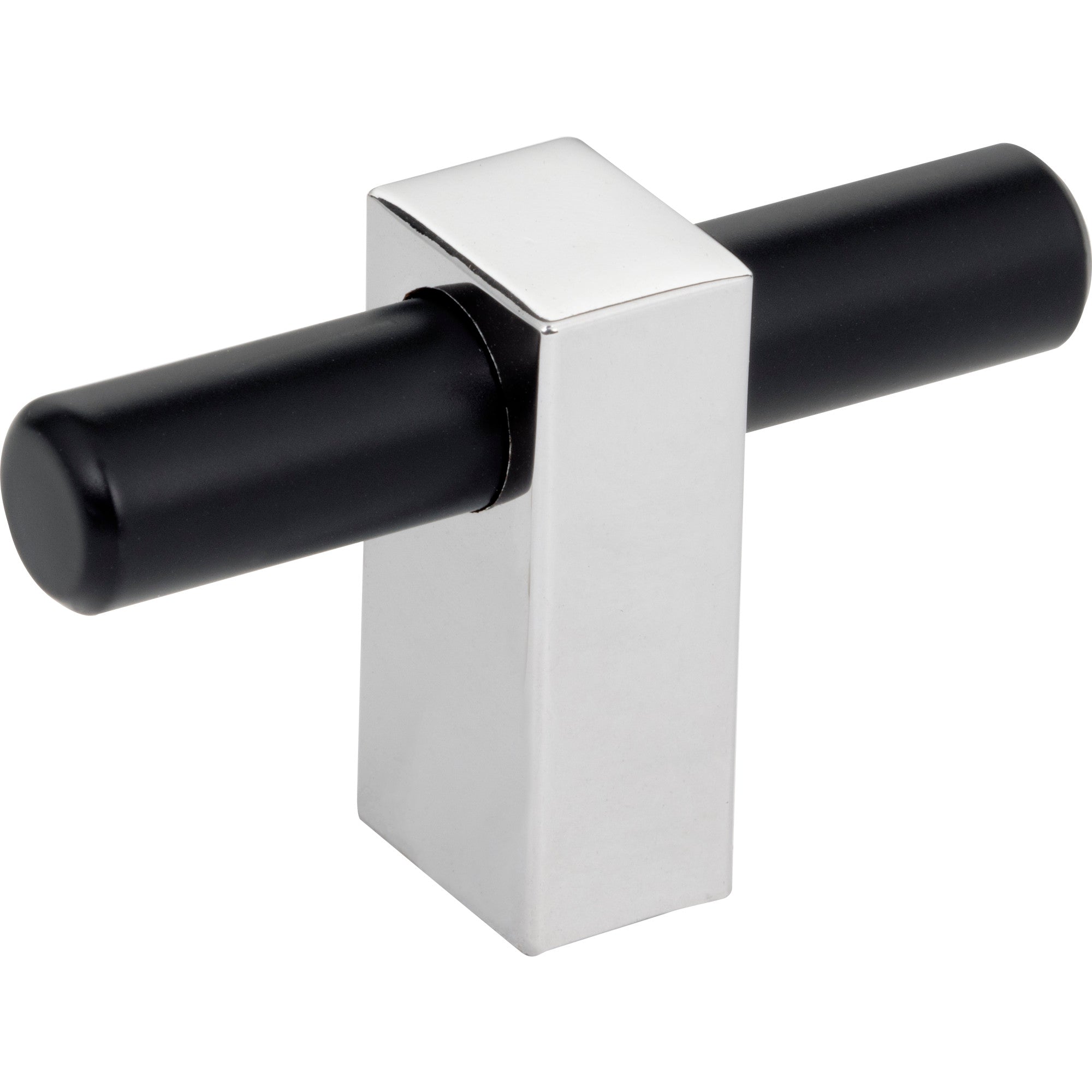 Jeffrey Alexander Larkin T-Knob Matte Black w/Polished Chrome / 2-3/8"