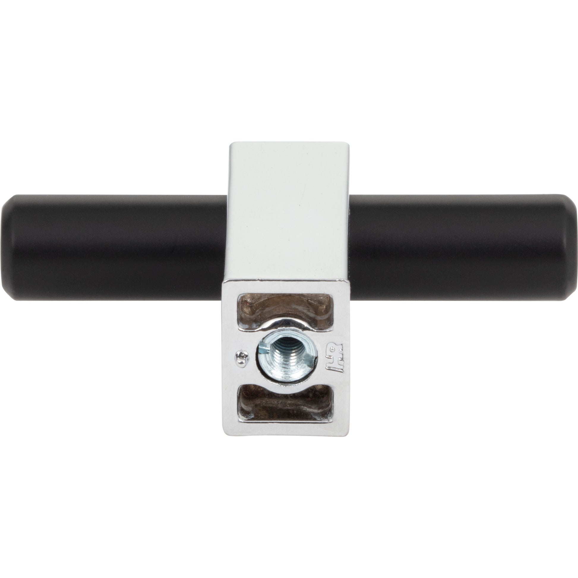 Jeffrey Alexander Larkin T-Knob Matte Black w/Polished Chrome / 2-3/8"