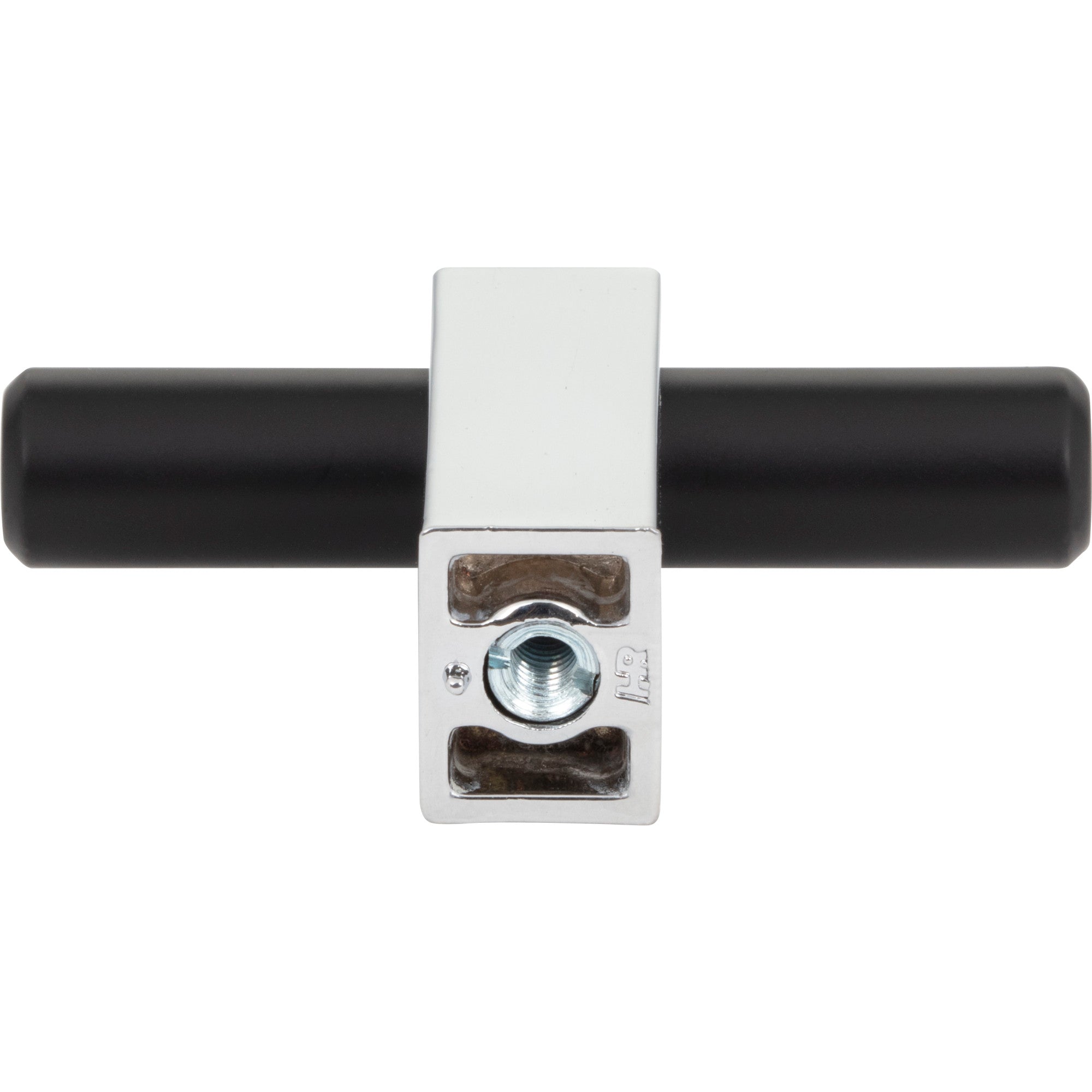 Jeffrey Alexander Larkin T-Knob Matte Black w/Polished Chrome / 2-3/8"