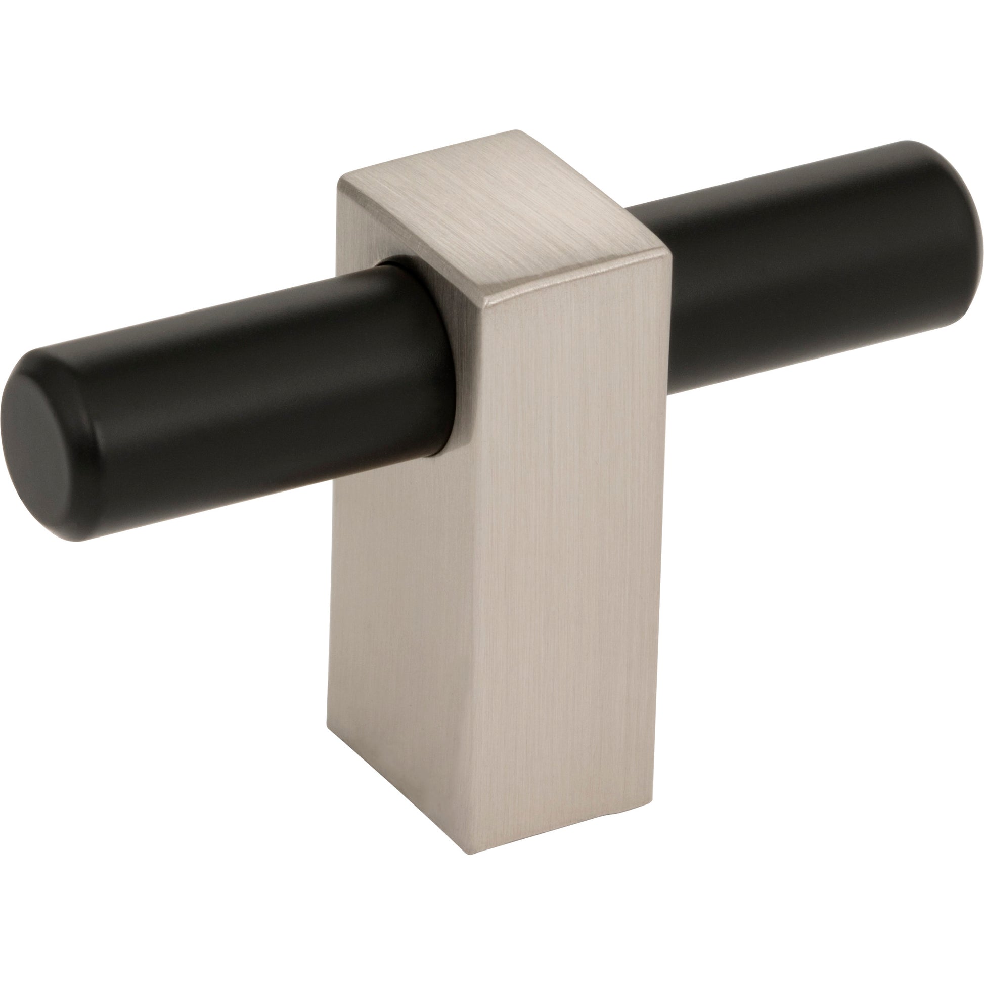 Jeffrey Alexander Larkin T-Knob Matte Black w/Satin Nickel / 2-3/8"