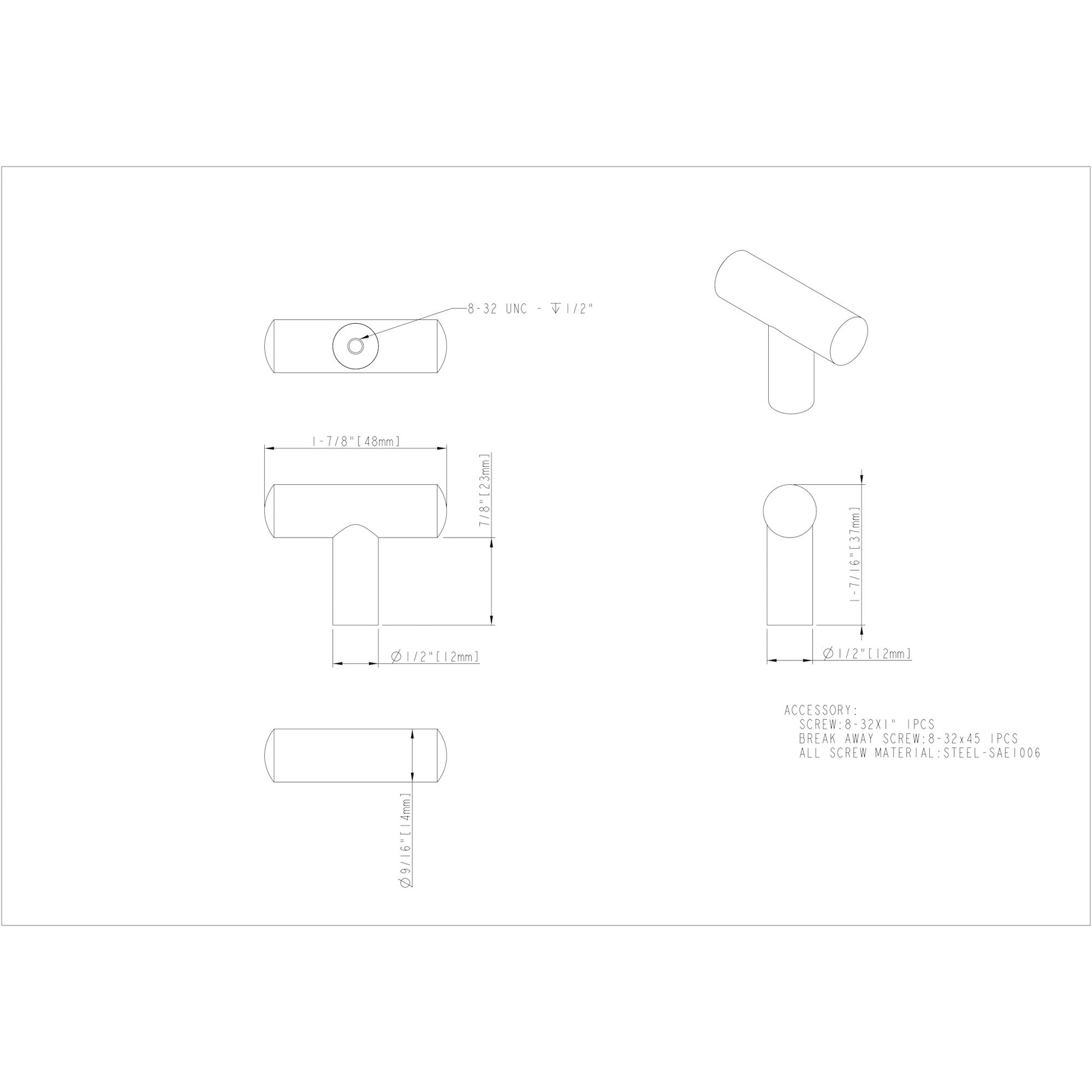 Jeffrey Alexander Key West Cabinet Bar Pull Satin Nickel / 900 mm