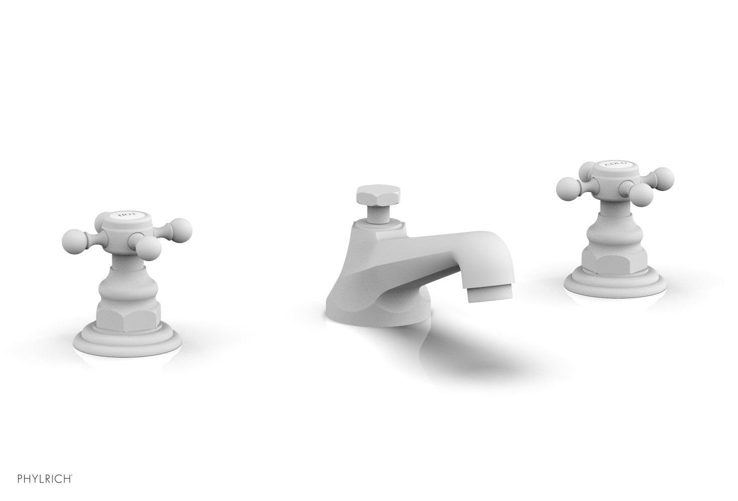 3" - Satin White - HEX TRADITIONAL Widespread Faucet 500-01 by Phylrich - New York Hardware