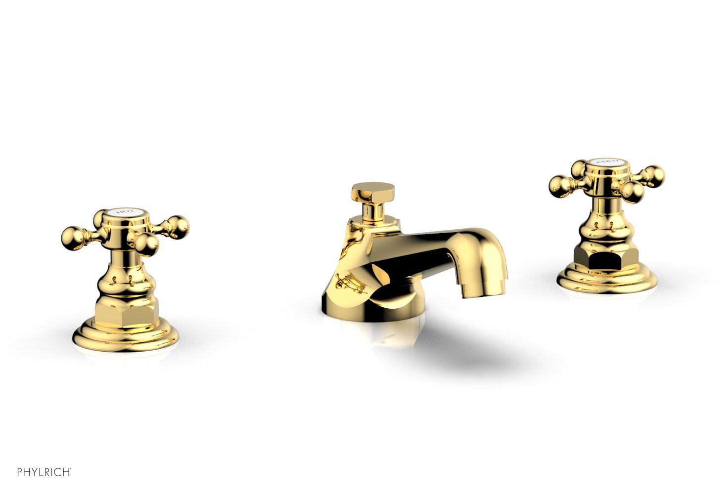 3" - Polished Gold - HEX TRADITIONAL Widespread Faucet 500-01 by Phylrich - New York Hardware