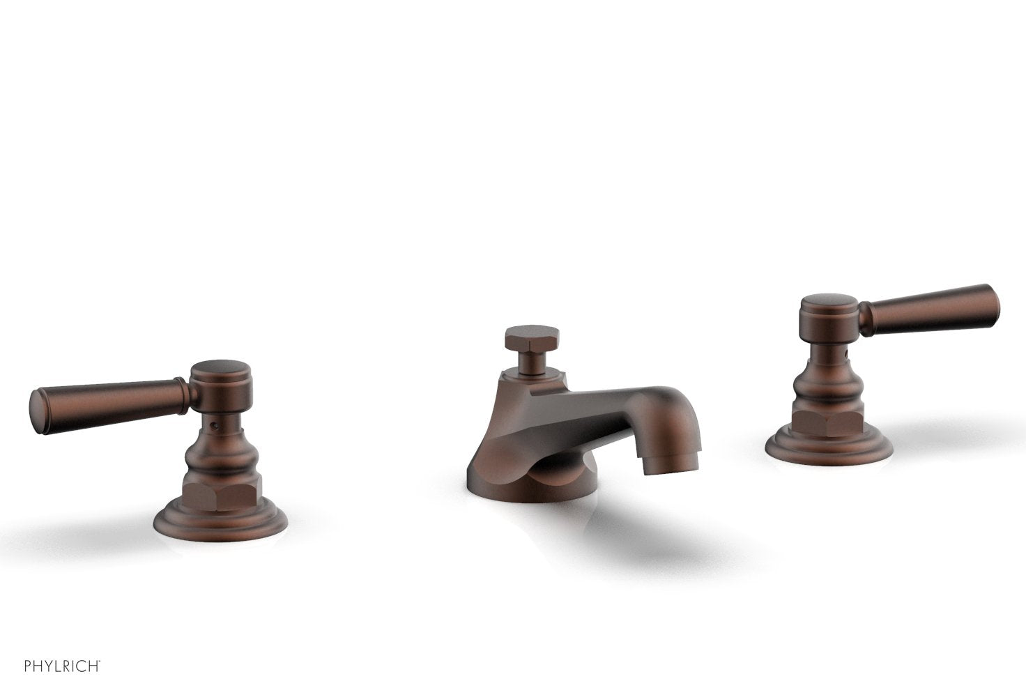 3" - Weathered Copper - HEX TRADITIONAL Widespread Faucet Lever Handles 500-02 by Phylrich - New York Hardware