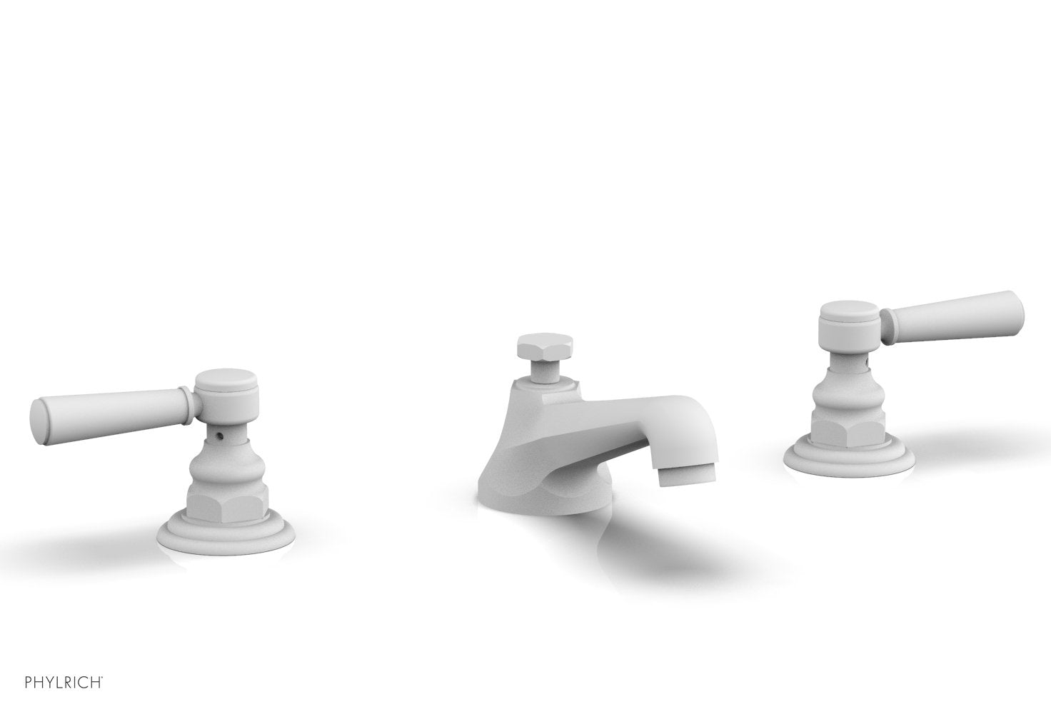 3" - Satin White - HEX TRADITIONAL Widespread Faucet Lever Handles 500-02 by Phylrich - New York Hardware