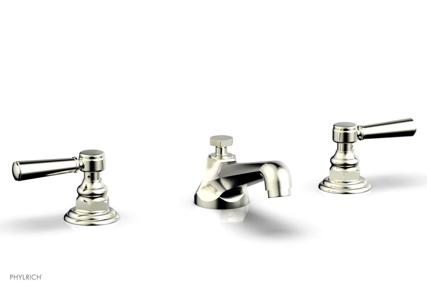 3" - Polished Brass - HEX TRADITIONAL Widespread Faucet Lever Handles 500-02 by Phylrich - New York Hardware