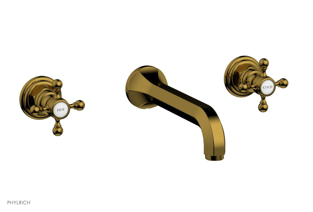 1-1/8" - French Brass - HEX TRADITIONAL Wall Lavatory Set 500-11 by Phylrich - New York Hardware