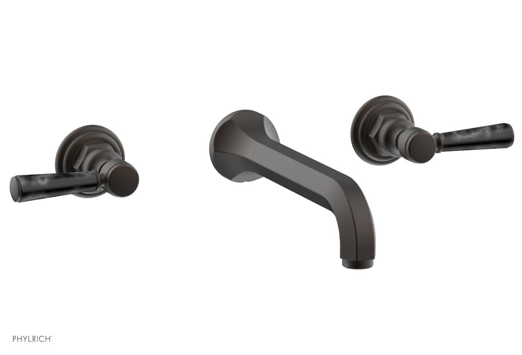 1-1/8" - Oil Rubbed Bronze - HEX TRADITIONAL Wall Tub Set - Black Marble Lever Handles 500-58 by Phylrich - New York Hardware