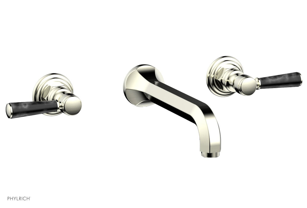 1-1/8" - Polished Brass - HEX TRADITIONAL Wall Tub Set - Black Marble Lever Handles 500-58 by Phylrich - New York Hardware