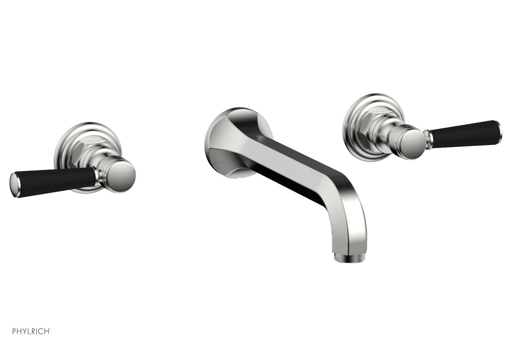 1-1/8" - Satin Chrome - HEX TRADITIONAL Wall Tub Set - Satin Black Lever Handles 500-57 by Phylrich - New York Hardware