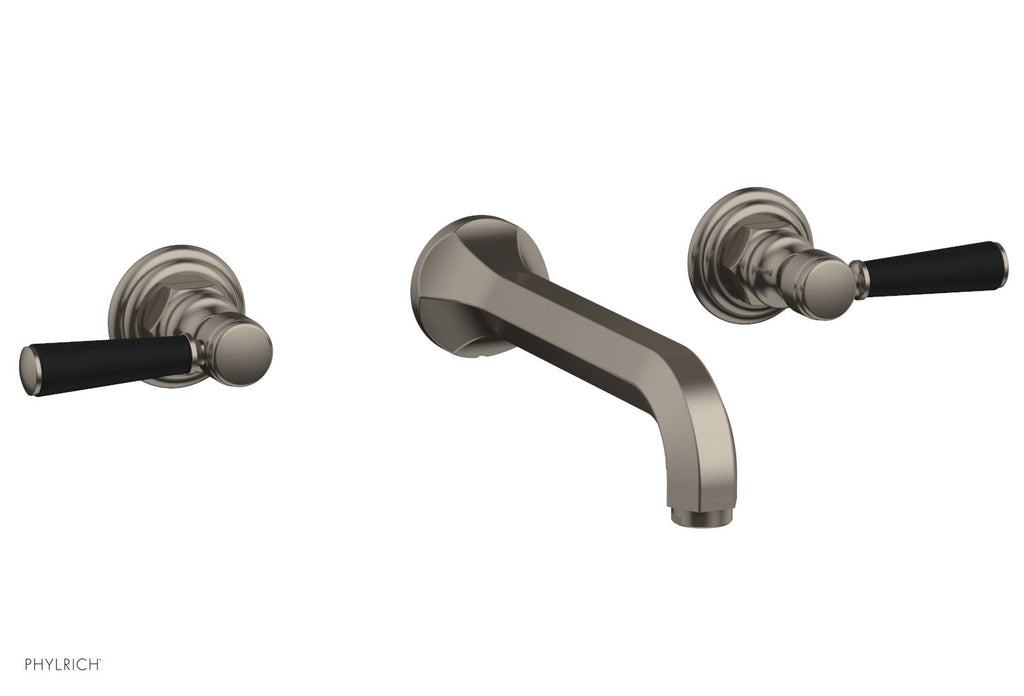 1-1/8" - Burnished Nickel - HEX TRADITIONAL Wall Lavatory Set - Satin Black Lever Handles 500-12 by Phylrich - New York Hardware