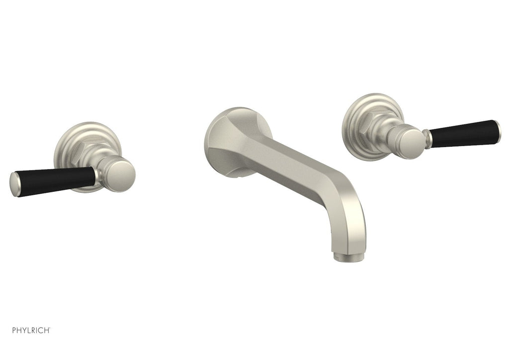 1-1/8" - Burnished Nickel - HEX TRADITIONAL Wall Tub Set - Satin Black Lever Handles 500-57 by Phylrich - New York Hardware
