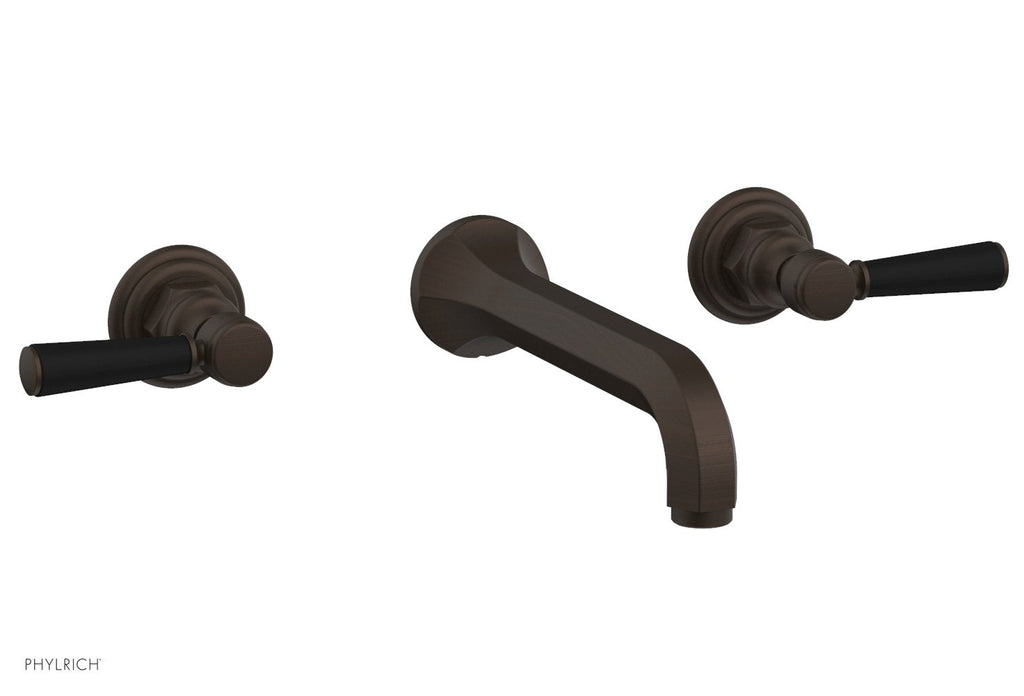 1-1/8" - Antique Bronze - HEX TRADITIONAL Wall Tub Set - Satin Black Lever Handles 500-57 by Phylrich - New York Hardware