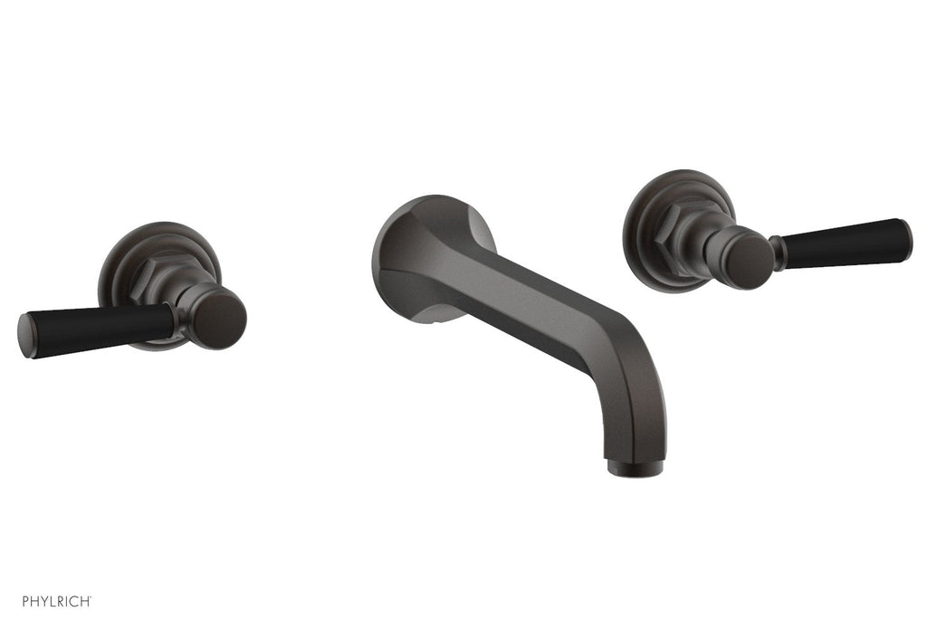 1-1/8" - Oil Rubbed Bronze - HEX TRADITIONAL Wall Tub Set - Satin Black Lever Handles 500-57 by Phylrich - New York Hardware