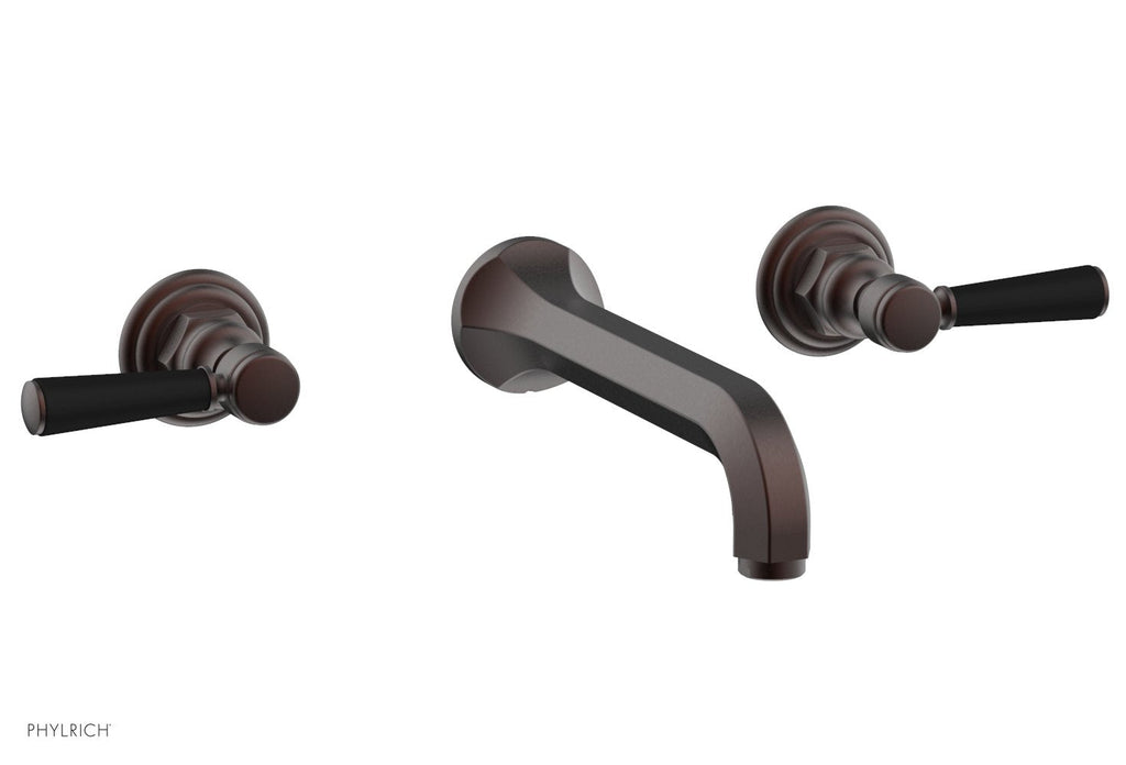 1-1/8" - Weathered Copper - HEX TRADITIONAL Wall Tub Set - Satin Black Lever Handles 500-57 by Phylrich - New York Hardware