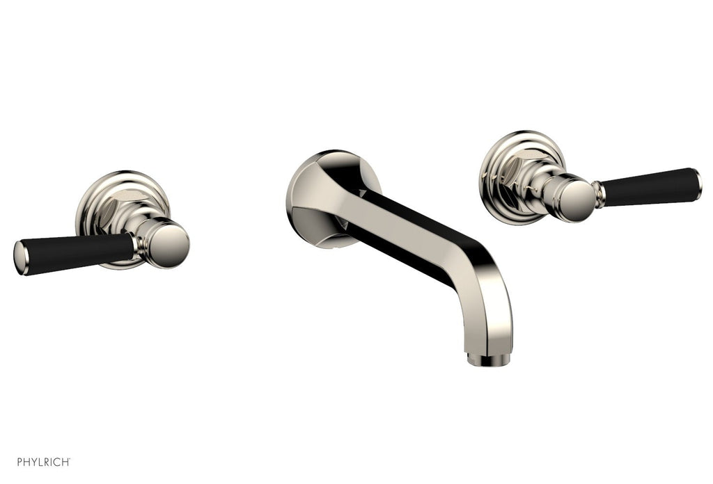1-1/8" - Polished Chrome - HEX TRADITIONAL Wall Tub Set - Satin Black Lever Handles 500-57 by Phylrich - New York Hardware