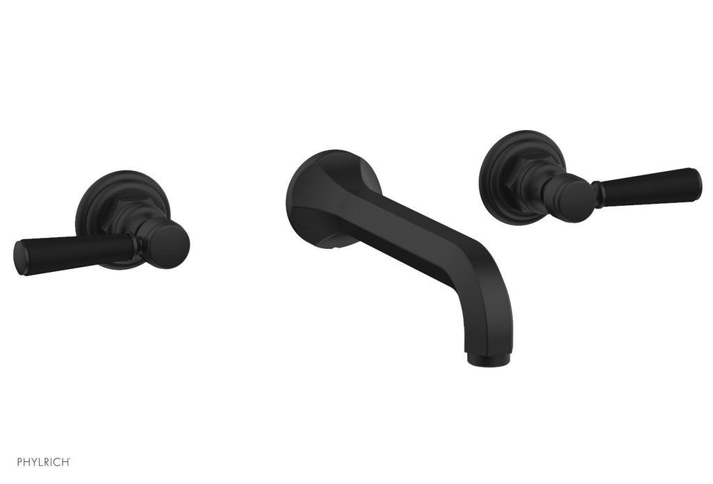 1-1/8" - Matte Black - HEX TRADITIONAL Wall Tub Set - Satin Black Lever Handles 500-57 by Phylrich - New York Hardware