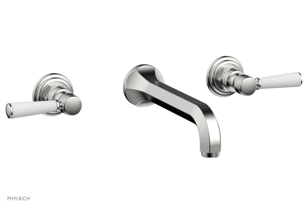 1-1/8" - Pewter - HEX TRADITIONAL Wall Lavatory Set - Satin White Lever Handles 500-12 by Phylrich - New York Hardware