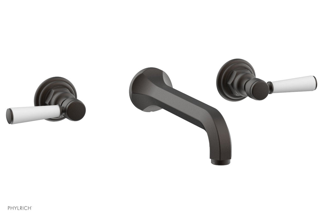 1-1/8" - Oil Rubbed Bronze - HEX TRADITIONAL Wall Tub Set - Satin White Lever Handles 500-57 by Phylrich - New York Hardware