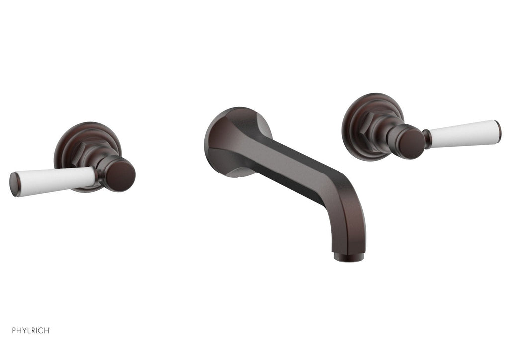 1-1/8" - Weathered Copper - HEX TRADITIONAL Wall Lavatory Set - Satin White Lever Handles 500-12 by Phylrich - New York Hardware