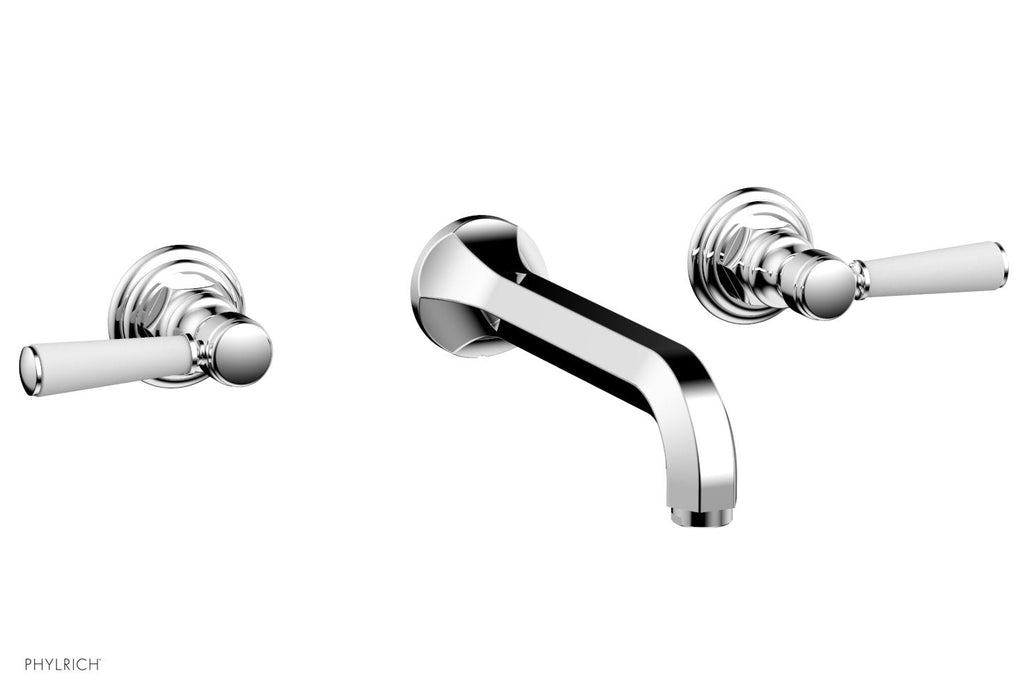 1-1/8" - Satin Brass - HEX TRADITIONAL Wall Tub Set - Satin White Lever Handles 500-57 by Phylrich - New York Hardware