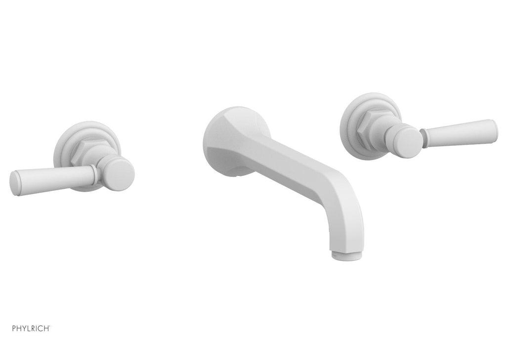 1-1/8" - Satin White - HEX TRADITIONAL Wall Lavatory Set - Satin White Lever Handles 500-12 by Phylrich - New York Hardware
