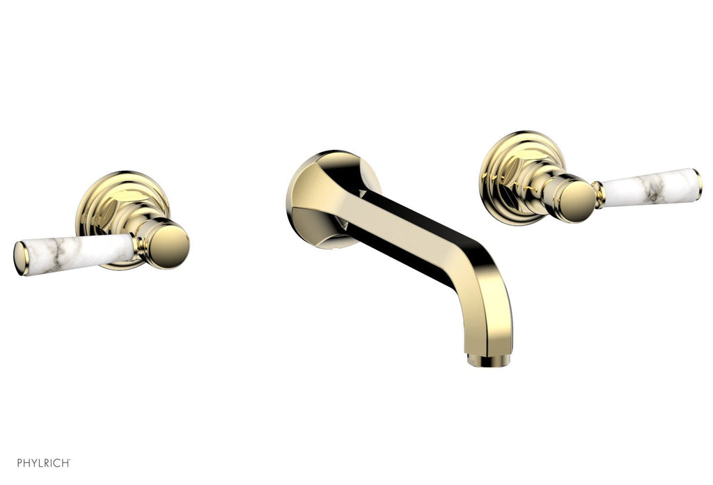 1-1/8" - Old English Brass - HEX TRADITIONAL Wall Tub Set - White Marble Lever Handles 500-58 by Phylrich - New York Hardware