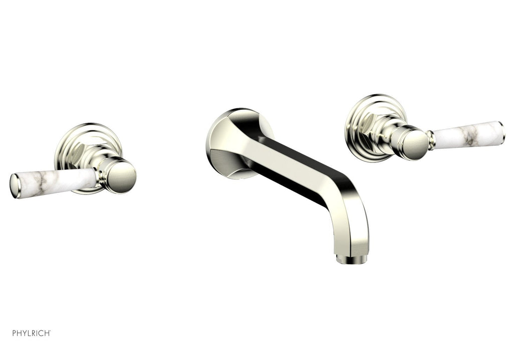 1-1/8" - Polished Brass - HEX TRADITIONAL Wall Tub Set - White Marble Lever Handles 500-58 by Phylrich - New York Hardware
