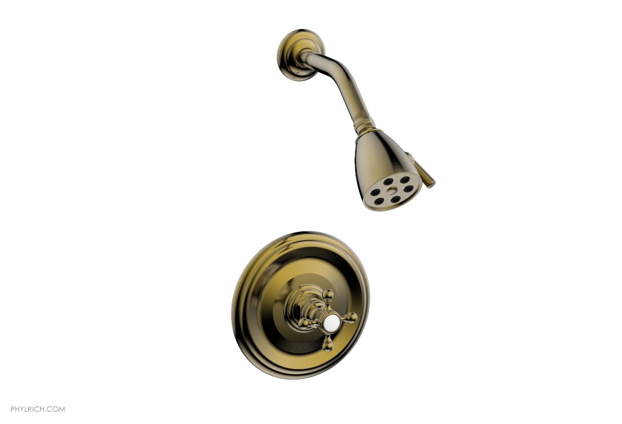 5" - Antique Brass - HEX TRADITIONAL Pressure Balance Shower Set 500-21 by Phylrich - New York Hardware