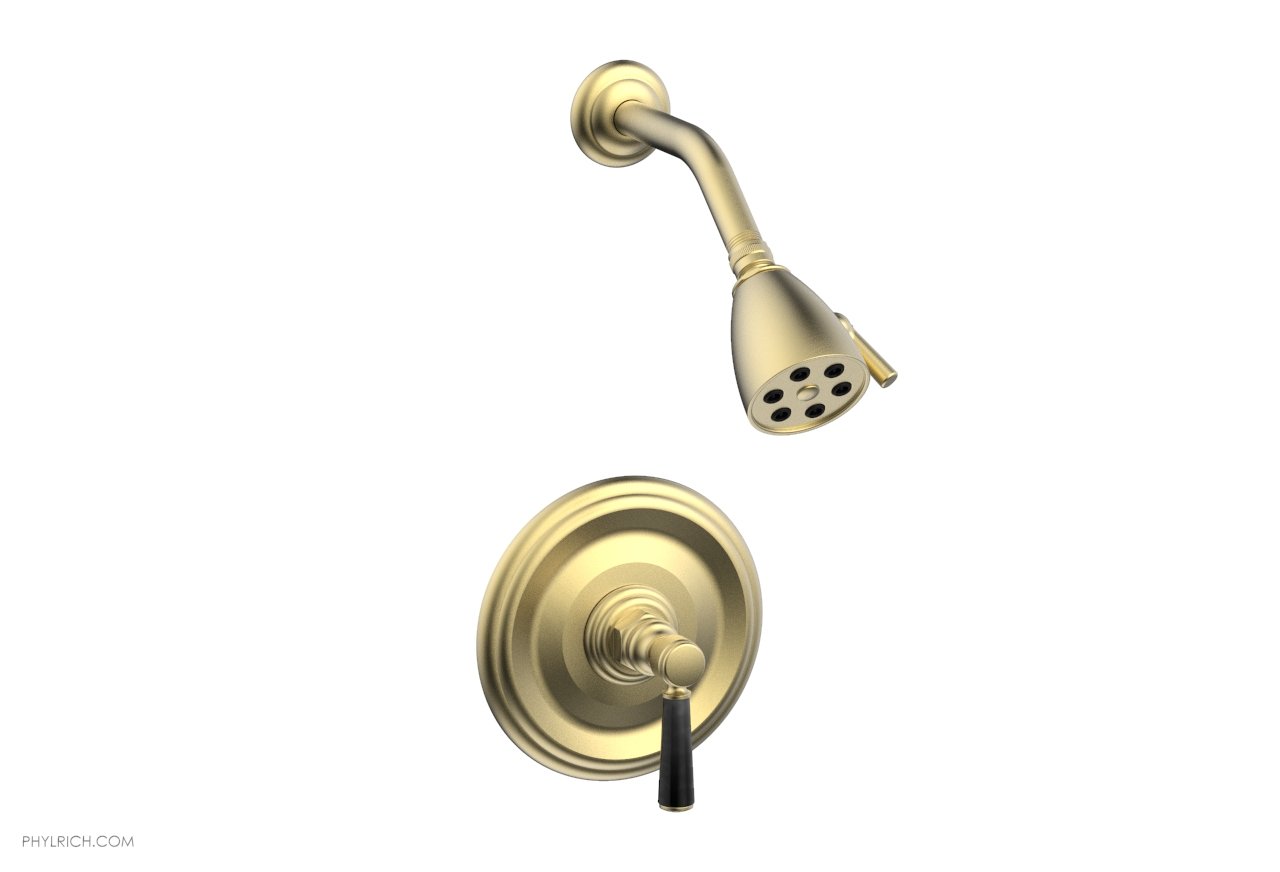 5" - Burnished Gold - HEX TRADITIONAL Pressure Balance Shower Set - Black Marble 500-23 by Phylrich - New York Hardware