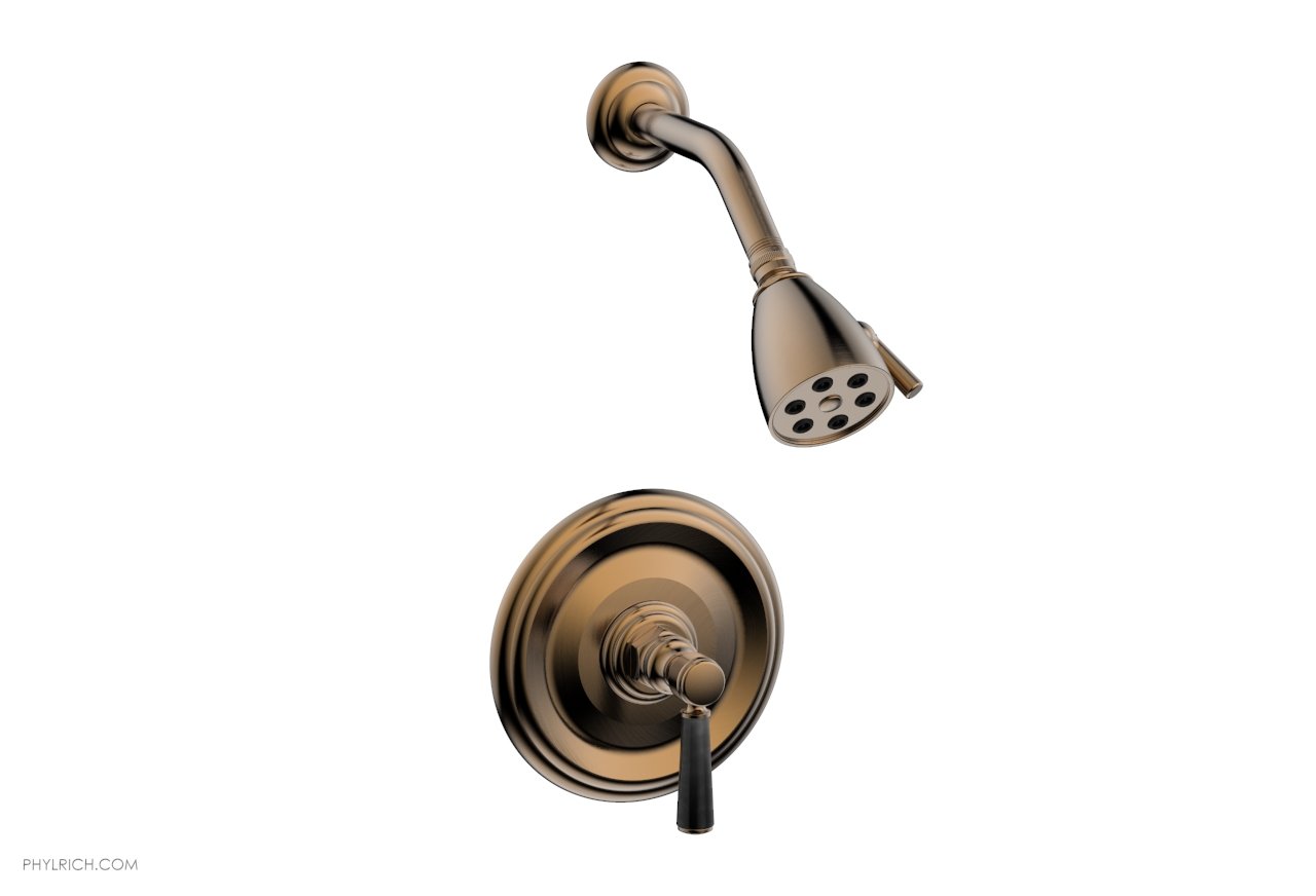 5" - Old English Brass - HEX TRADITIONAL Pressure Balance Shower Set - Black Marble 500-23 by Phylrich - New York Hardware