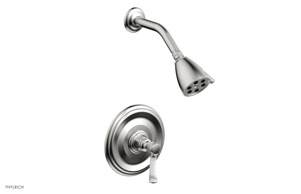 5" - Satin Chrome - HEX TRADITIONAL Pressure Balance Shower Set - White Marble 500-23 by Phylrich - New York Hardware