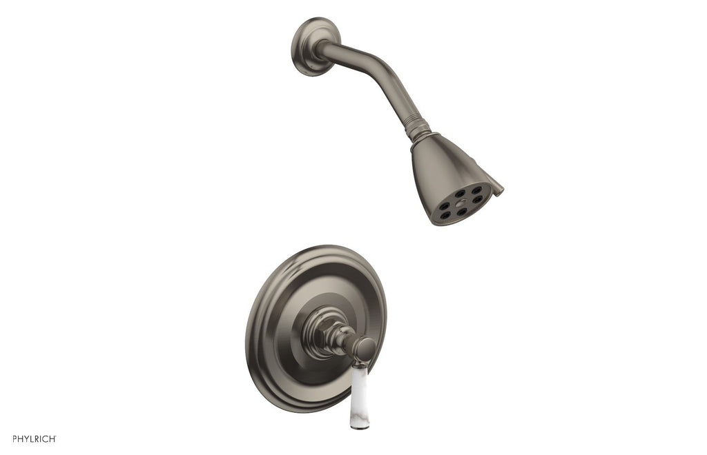 5" - Pewter - HEX TRADITIONAL Pressure Balance Shower Set - White Marble 500-23 by Phylrich - New York Hardware