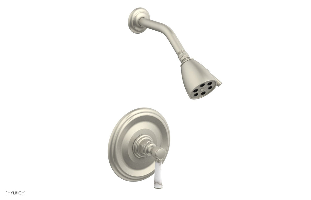 5" - Burnished Nickel - HEX TRADITIONAL Pressure Balance Shower Set - White Marble 500-23 by Phylrich - New York Hardware