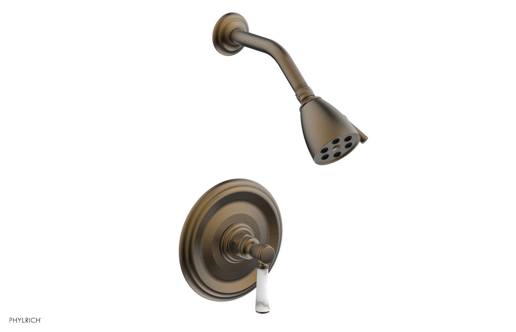 5" - Old English Brass - HEX TRADITIONAL Pressure Balance Shower Set - White Marble 500-23 by Phylrich - New York Hardware