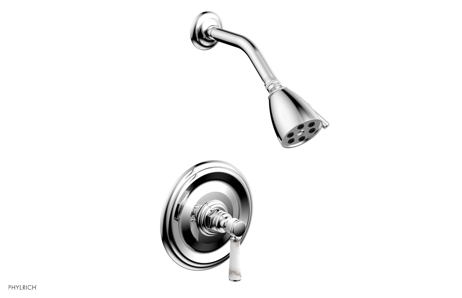 Phylrich HEX TRADITIONAL Pressure Balance Shower Set - White Marble 500-23