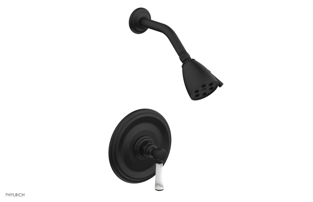 5" - Matte Black - HEX TRADITIONAL Pressure Balance Shower Set - White Marble 500-23 by Phylrich - New York Hardware