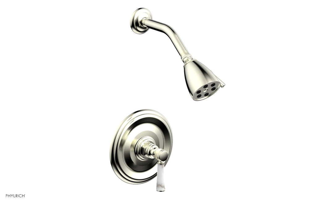 5" - Satin Nickel - HEX TRADITIONAL Pressure Balance Shower Set - White Marble 500-23 by Phylrich - New York Hardware