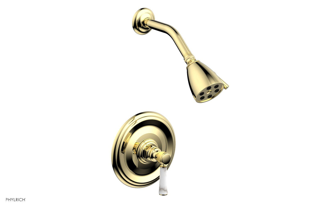 5" - Polished Brass - HEX TRADITIONAL Pressure Balance Shower Set - White Marble 500-23 by Phylrich - New York Hardware