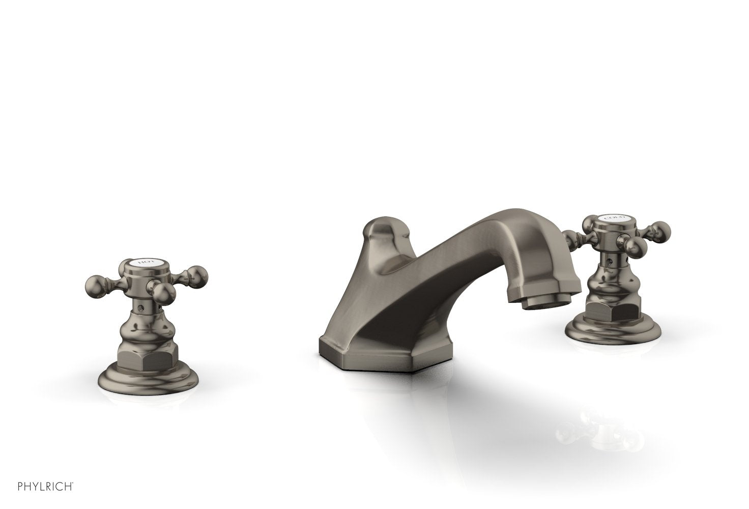 5-3/8" - Pewter - HEX TRADITIONAL Deck Tub Set 500-40 by Phylrich - New York Hardware