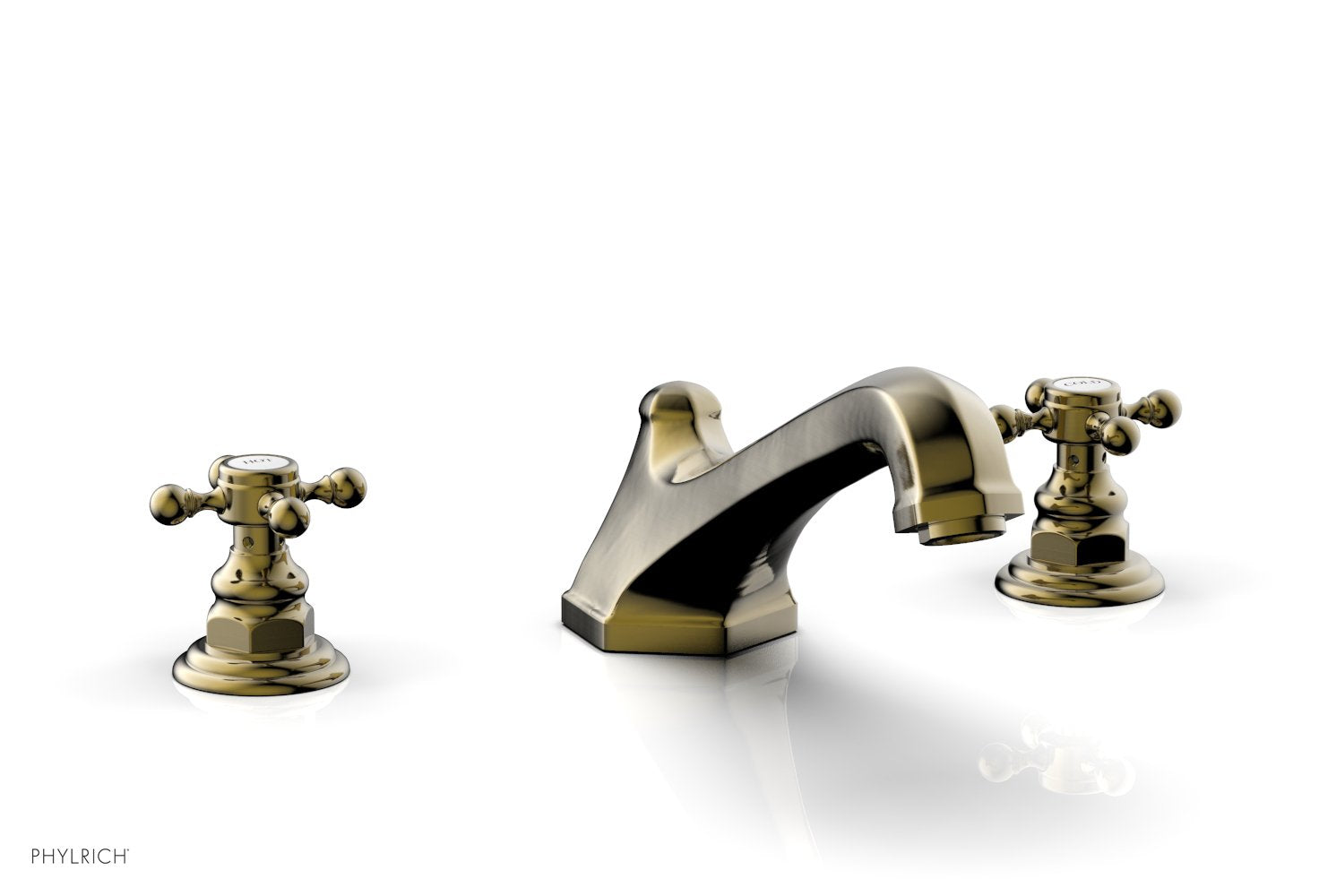 5-3/8" - Antique Brass - HEX TRADITIONAL Deck Tub Set 500-40 by Phylrich - New York Hardware