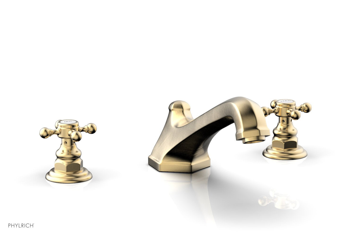 5-3/8" - Satin Brass - HEX TRADITIONAL Deck Tub Set 500-40 by Phylrich - New York Hardware