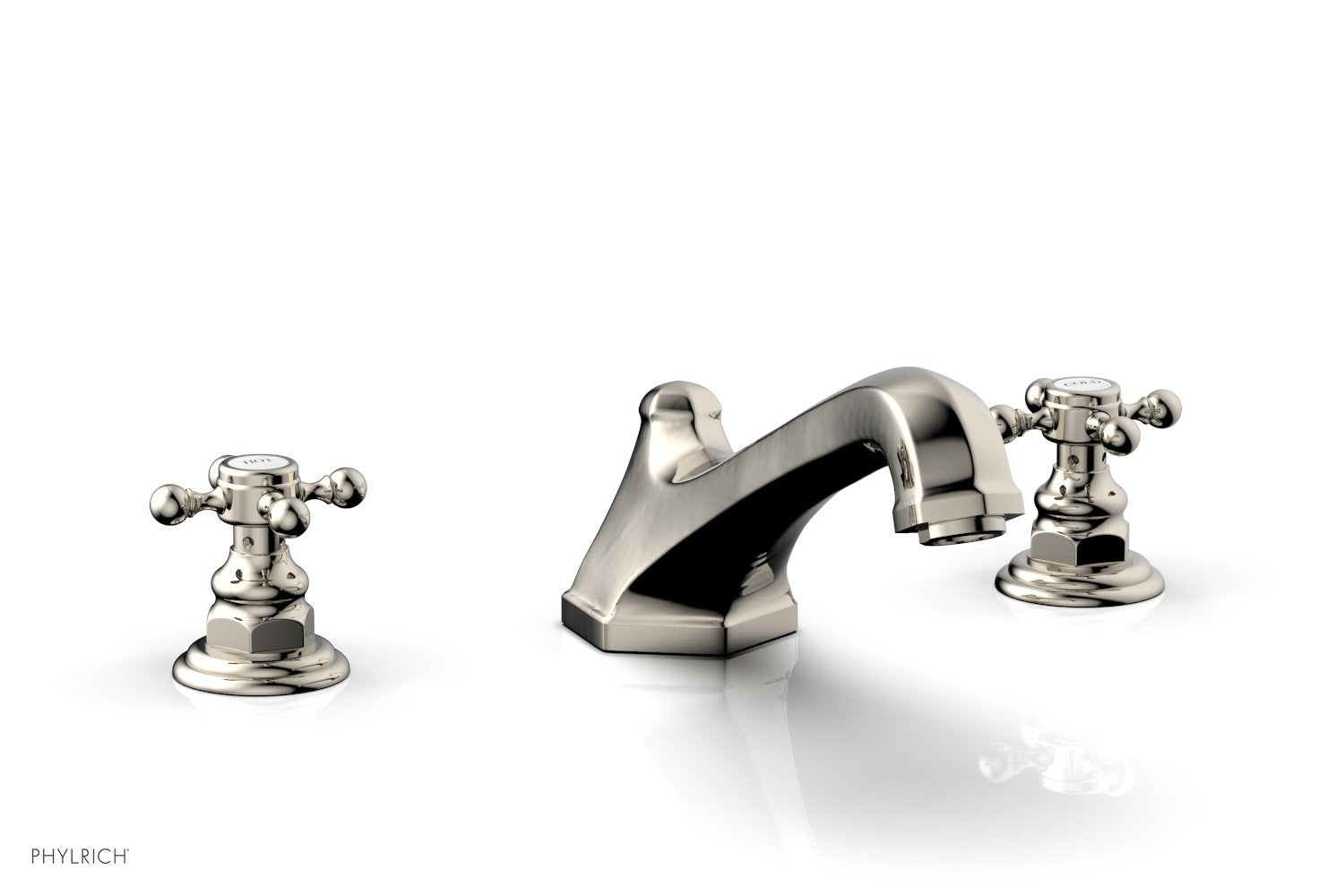 5-3/8" - Polished Nickel - HEX TRADITIONAL Deck Tub Set 500-40 by Phylrich - New York Hardware